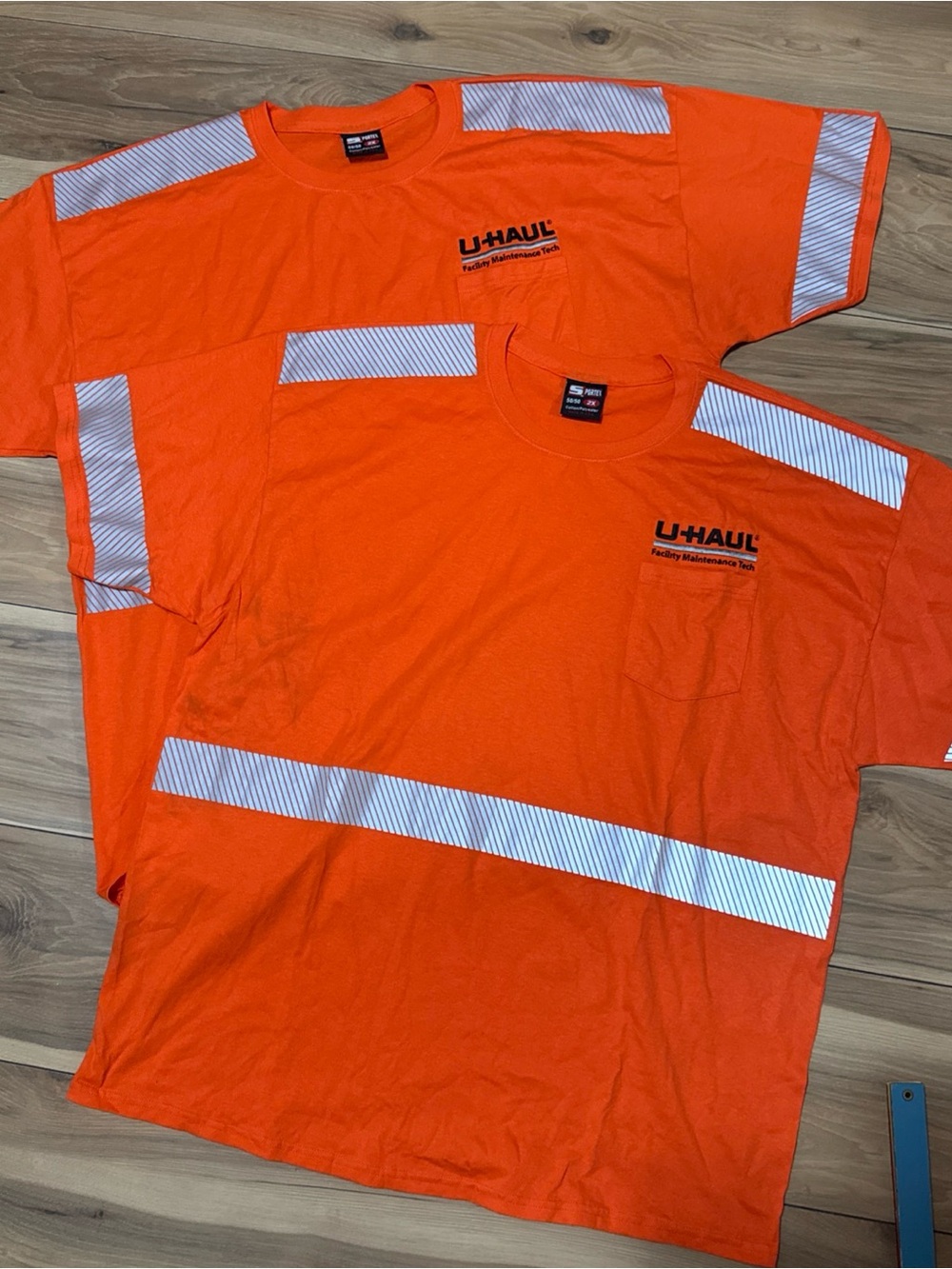 Bright Orange Uhaul Bundle lot of 2 Shirt XL Official Facility Maintenance Tec